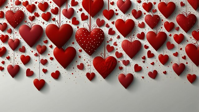 red hearts on a red background