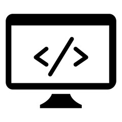 Computer programming colorful vector flat glyph icon.