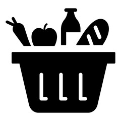 Grocery shopping colorful vector flat glyph icon.