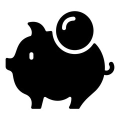 piggy bank with coin colorful vector flat glyph icon.