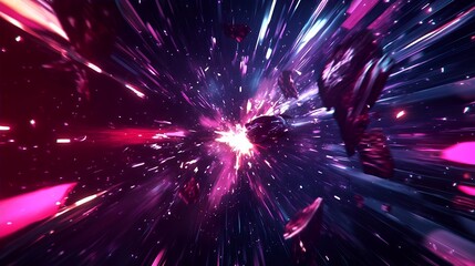 Fototapeta premium Hyperspace Jump Abstract Art Purple Pink Nebula