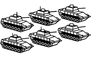 Obraz premium Military Tank Vector Bundle Set of Illustrations