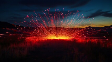 fiber optic lights creating a starburst effect with radiant colors