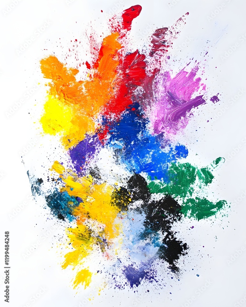 Poster abstract explosion of vibrant colors creating an energetic and dynamic visual impact.