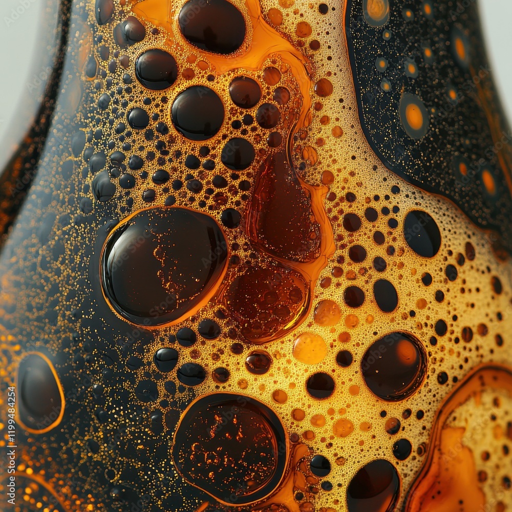 Poster abstract close-up of colorful liquid droplets against a blurred background showcasing intricate patt