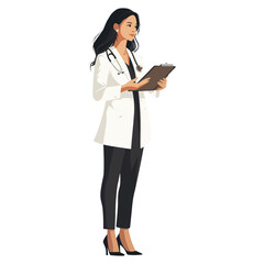 Fototapeta premium Female asian doctor illustration standing woman vector