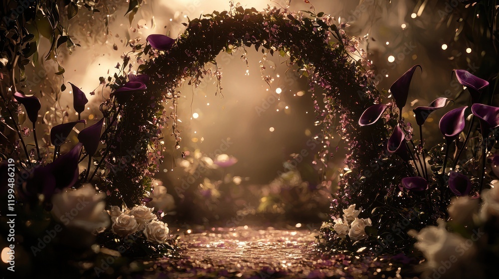 Wall mural Magical floral archway in enchanted garden.