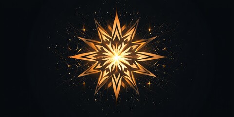 An abstract logo concept with glowing elements radiating from a central icon.