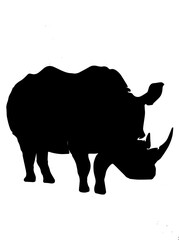 rhino silhouette isolated on white