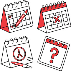 Colorful Calendar Icons Representing Planning, Scheduling, and Uncertainty