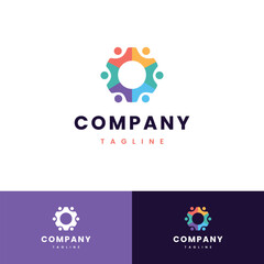 Crowd Gear Logo design modern concept, People Service logo template icon