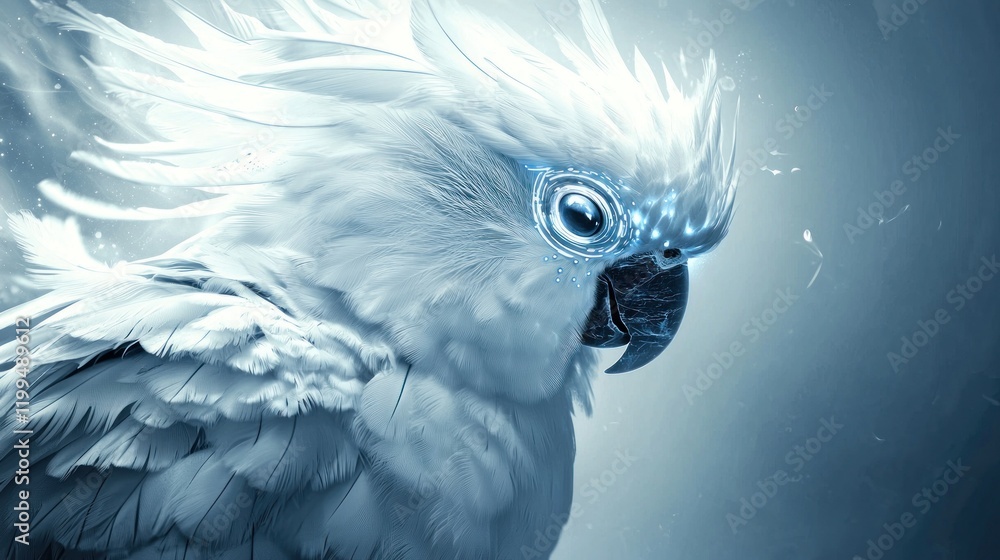 Canvas Prints Glowing white cockatoo portrait.