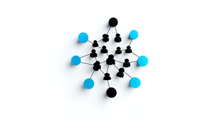 A digital interface showing shared goals, teamwork and alignment concept, minimalistic design, cyan and black, isolated on white background