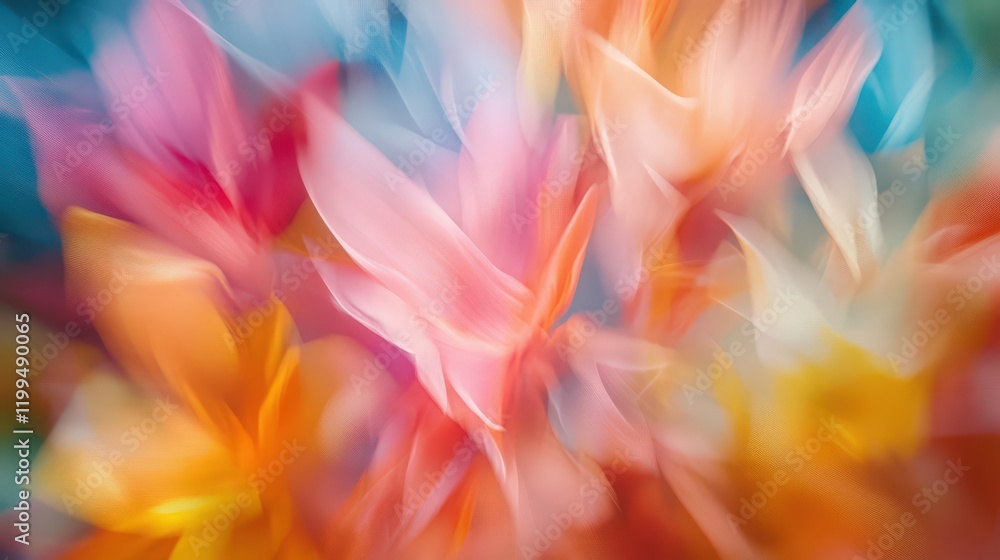 Poster abstract blurred floral shapes with vibrant colors create a dynamic background