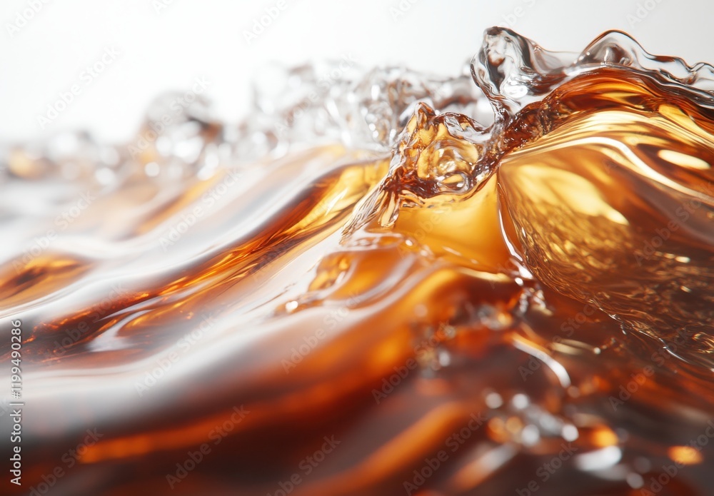 Aufkleber captivating close-up of fluid motion with light reflection in amber and brown tones creating a stunn