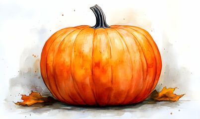 Watercolor Pumpkin Autumn Harvest Fall Design