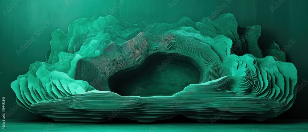 Poster exploring emerald green patterns abstract gigapixel artwork in a virtual studio