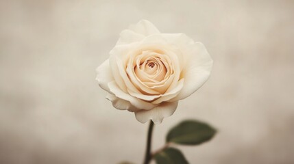 Obraz premium Single cream rose bloom close-up.