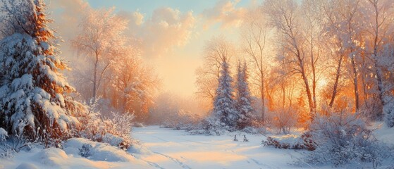 High fidelity artwork color fusion and emotion in a snowy sunrise scene