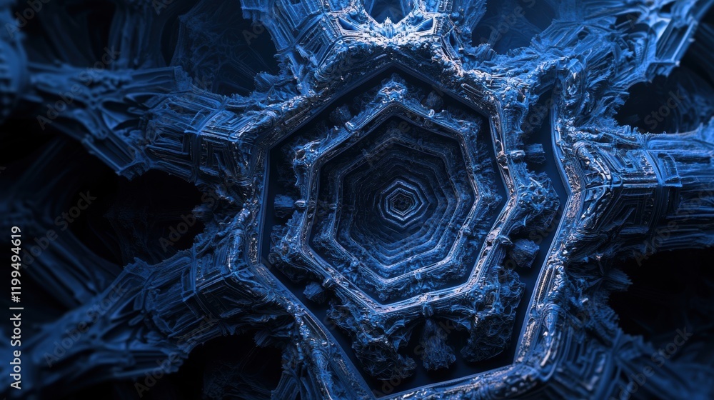 Aufkleber abstract hexagonal shapes in a futuristic digital studio aerial gigapixel rendering