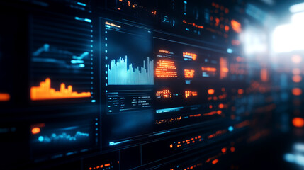 Obraz premium Global trade insights data visualization of market trends financial analytics digital environment futuristic viewpoint