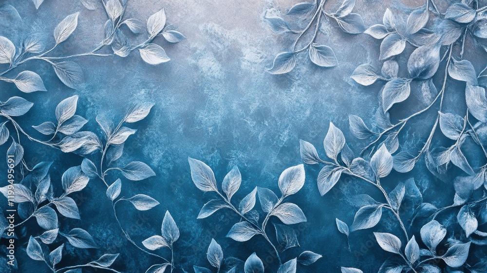 Poster creating whimsical patterns in blue and gray digital art abstract art studio high fidelity design