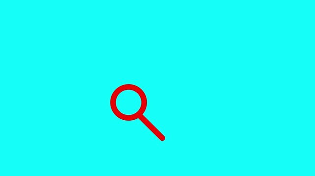 Search icon animation. Search Magnifying glass icon on black background 