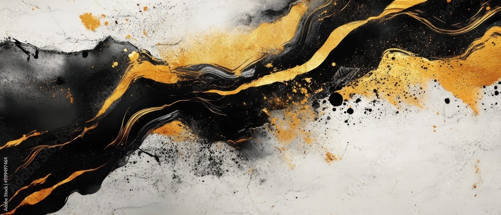 Poster elegant marble texture with golden veins and smooth surface displaying a striking contrast of colors