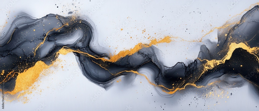 Poster elegant marble texture with golden veins and smooth surface displaying a striking contrast of colors
