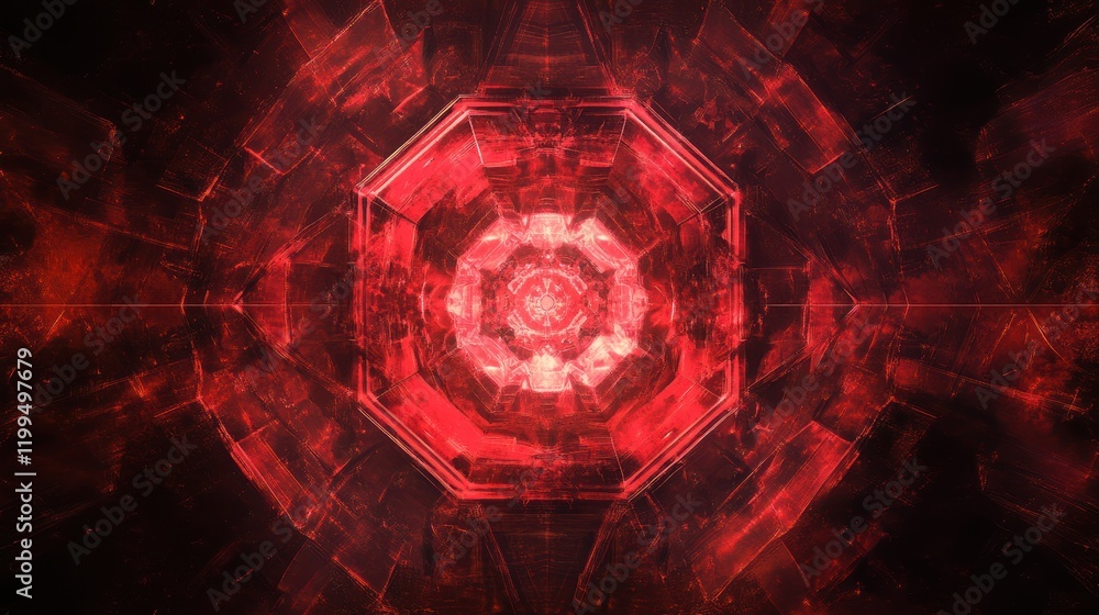 Poster stunning red hexagonal abstract design in high-fidelity digital art environment