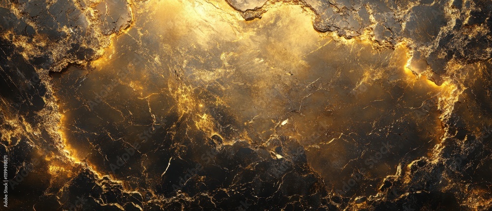 Poster captivating abstract design featuring swirling golden and black patterns resembling stone in a drama