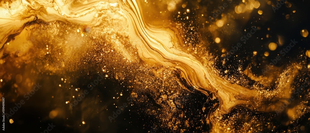 Poster captivating abstract design featuring swirling golden and black patterns resembling stone in a drama