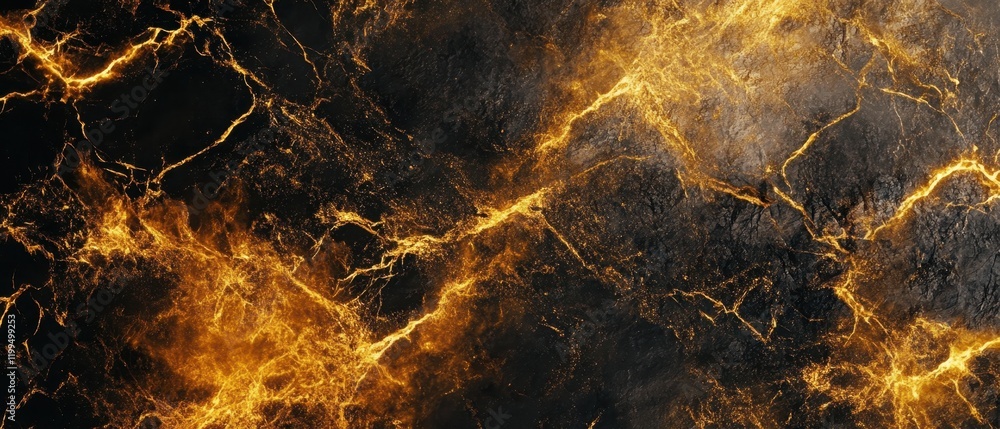 Poster captivating abstract design featuring swirling golden and black patterns resembling stone in a drama