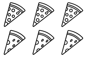 Pizza Slice Line Art Vector Bundle