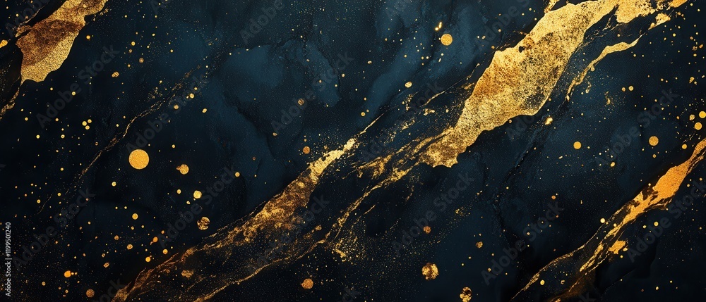 Aufkleber elegant abstract design showcasing swirling gold and blue patterns in a dynamic composition