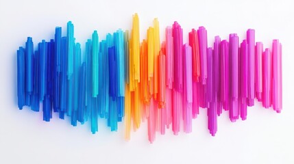 Colorful Arrangement of Pens in Rainbow Pattern