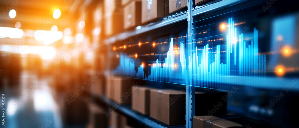 Poster global trade insights analyzing supply chain dynamics in warehousing environments with data visualiz
