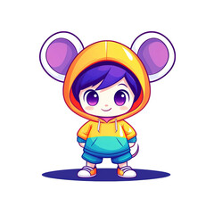Fototapeta premium Playful cartoon character in colorful hoodie digital art whimsical environment kid-friendly concept