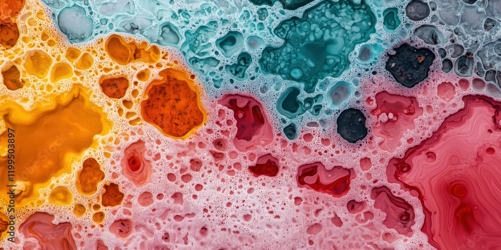 Poster environmental impact pollution policy concept. colorful abstract bubbles and swirls create a vibrant