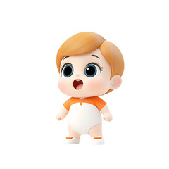 Obraz premium Playful cartoon baby character home digital illustration cheerful setting close-up view fun concept