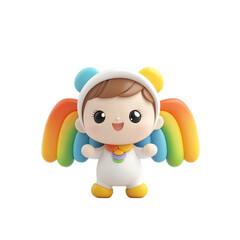Fototapeta premium Playful rainbow character toy in bright studio setting whimsical kids design colorful and cheerful atmosphere
