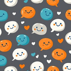 Fototapeta premium Happy Chat Bubbles Pattern: A Colorful and Joyful Design Featuring Smiling Speech Balloons
