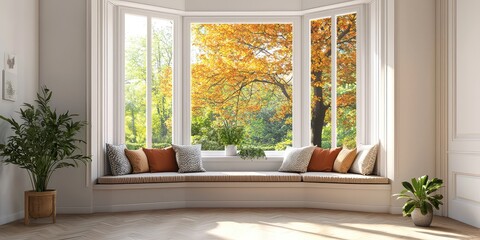 Fototapeta premium Living room with a bay window seating area