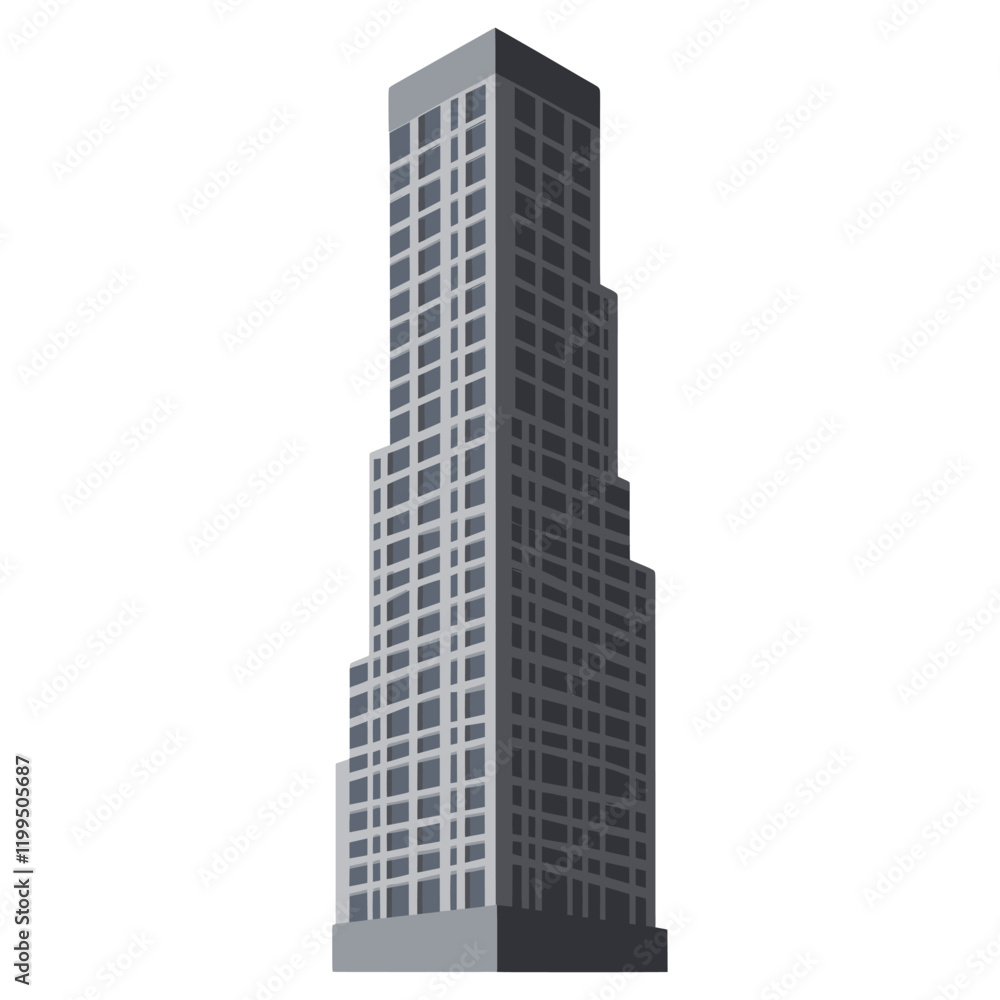 Poster grey skyscraper architecture building urban vector