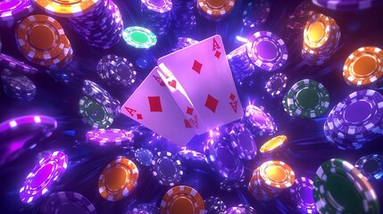 Winning Poker Hand with Aces and Chips