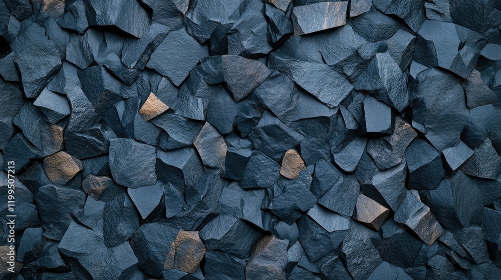 Poster dark stone wall with a close-up view of textured slate surfaces featuring intricate patterns and a r