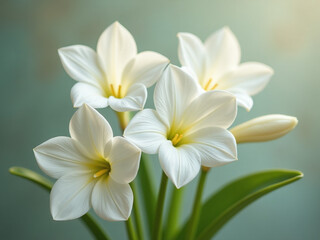 Fototapeta premium The White Flowers Of Saint Valentin Fondly Represent Pure Love, Innocence, And New Beginnings, Symbolizing The Tender Heart Of Love. 00003