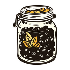 Caffeine jar icon in vintage style