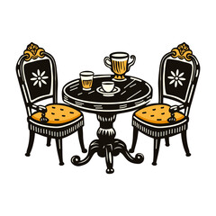 Cafe table icon in vintage style