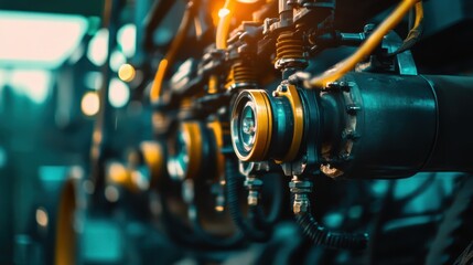 Detailed view of agricultural irrigation equipment in use on a sunny afternoon in the countryside